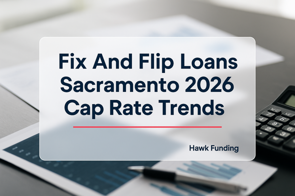 Typographic cover for Fix And Flip Loans Sacramento 2026 Cap Rate Trends by Hawk Funding Group.