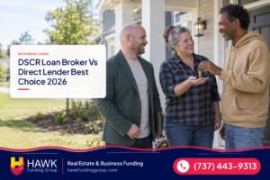 Landlord handing over keys to residents at a rental home, dscr loan broker, Hawk Funding Group